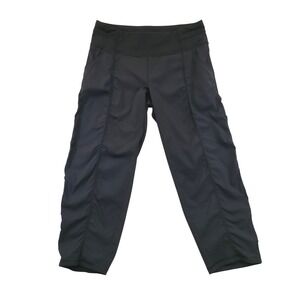 Lucy Activewear Black Ruched Capri Athletic Crop Pants Womens Size S P